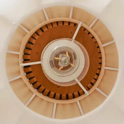 Lindby loftlampe Davella, Ø 50 cm, bambus, tekstil