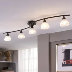 Lindby Gang|Pendellamper>loftlampe Della, sort-guld, 110 cm, 5 lyskilder, E14