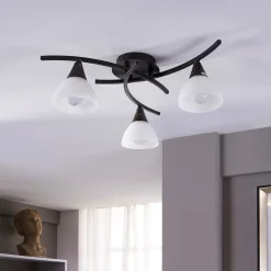 loftlampe Della, sort-guld, Ø 58 cm, 3 lyskilder, E14^Lindby Hot