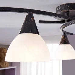 loftlampe Della, sort-guld, Ø 58 cm, 3 lyskilder, E14^Lindby Hot