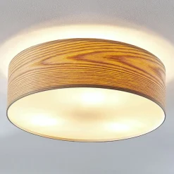 loftlampe Dominic, Ø 45 cm, 3 lyskilder, træ^Lindby Hot