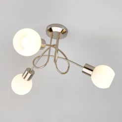 Lindby Gang|Loftlamper>loftlampe Elaina, Ø 38cm, 3 lyskilder, nikkel, glas, E14