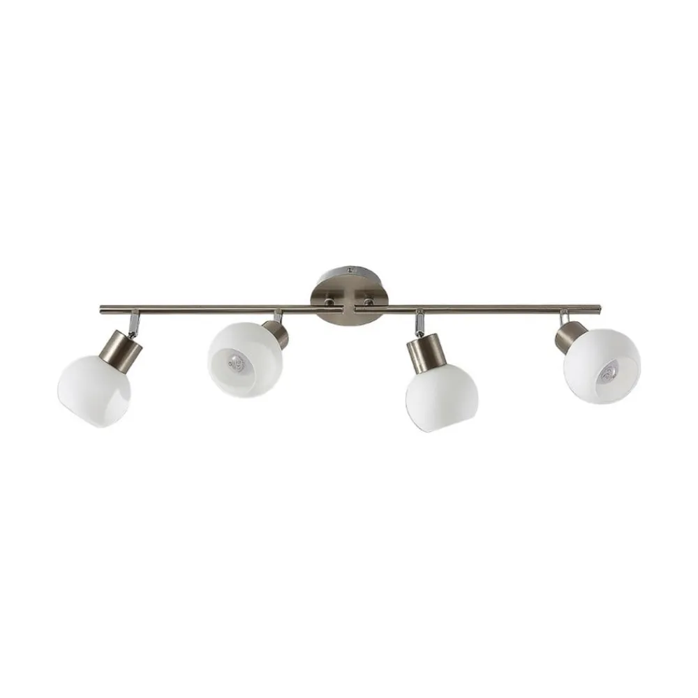 Lindby loftlampe Elaina, 70 cm, 4 lyskilder, nikkel, glas, E14