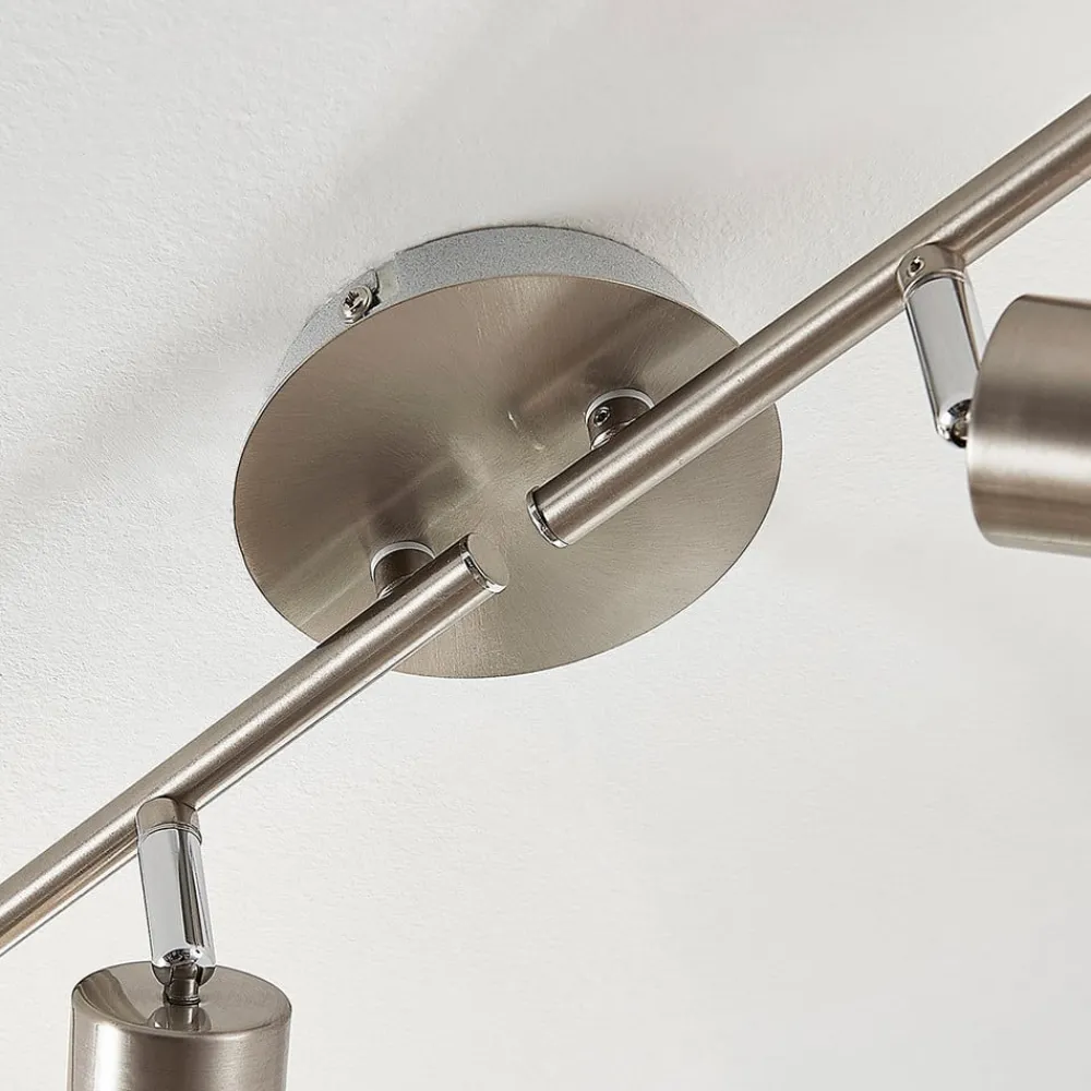 Lindby loftlampe Elaina, 70 cm, 4 lyskilder, nikkel, glas, E14