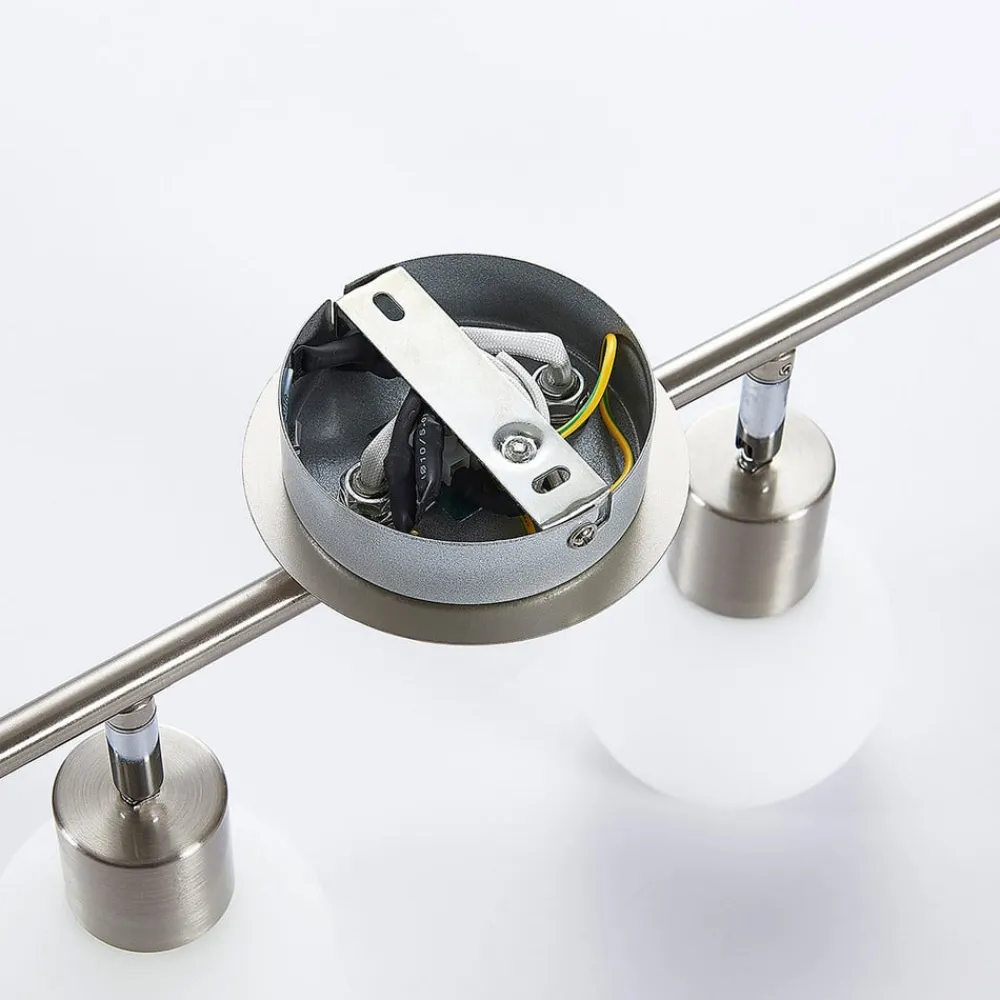 Lindby loftlampe Elaina, 70 cm, 4 lyskilder, nikkel, glas, E14