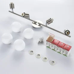 Lindby loftlampe Elaina, 70 cm, 4 lyskilder, nikkel, glas, E14