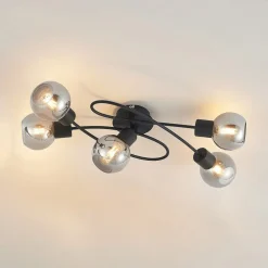 loftlampe Elaina, 66 cm, 5 lyskilder, sort/røget, E14^Lindby Best