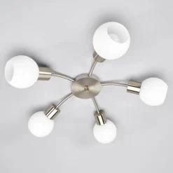 Lindby Loftlamper|Loftlamper>loftlampe Elaina, Ø 54cm, 5 lyskilder, nikkel, glas, E14