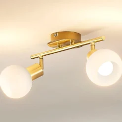 loftlampe Elaina, 30 cm, 2 lyskilder, messing, glas, E14^Lindby Clearance