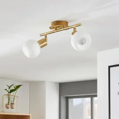 loftlampe Elaina, 30 cm, 2 lyskilder, messing, glas, E14^Lindby Clearance