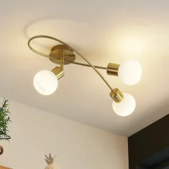 loftlampe Elaina, 54 cm, 3 lyskilder, messing, glas, E14^Lindby Outlet