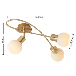loftlampe Elaina, 54 cm, 3 lyskilder, messing, glas, E14^Lindby Outlet