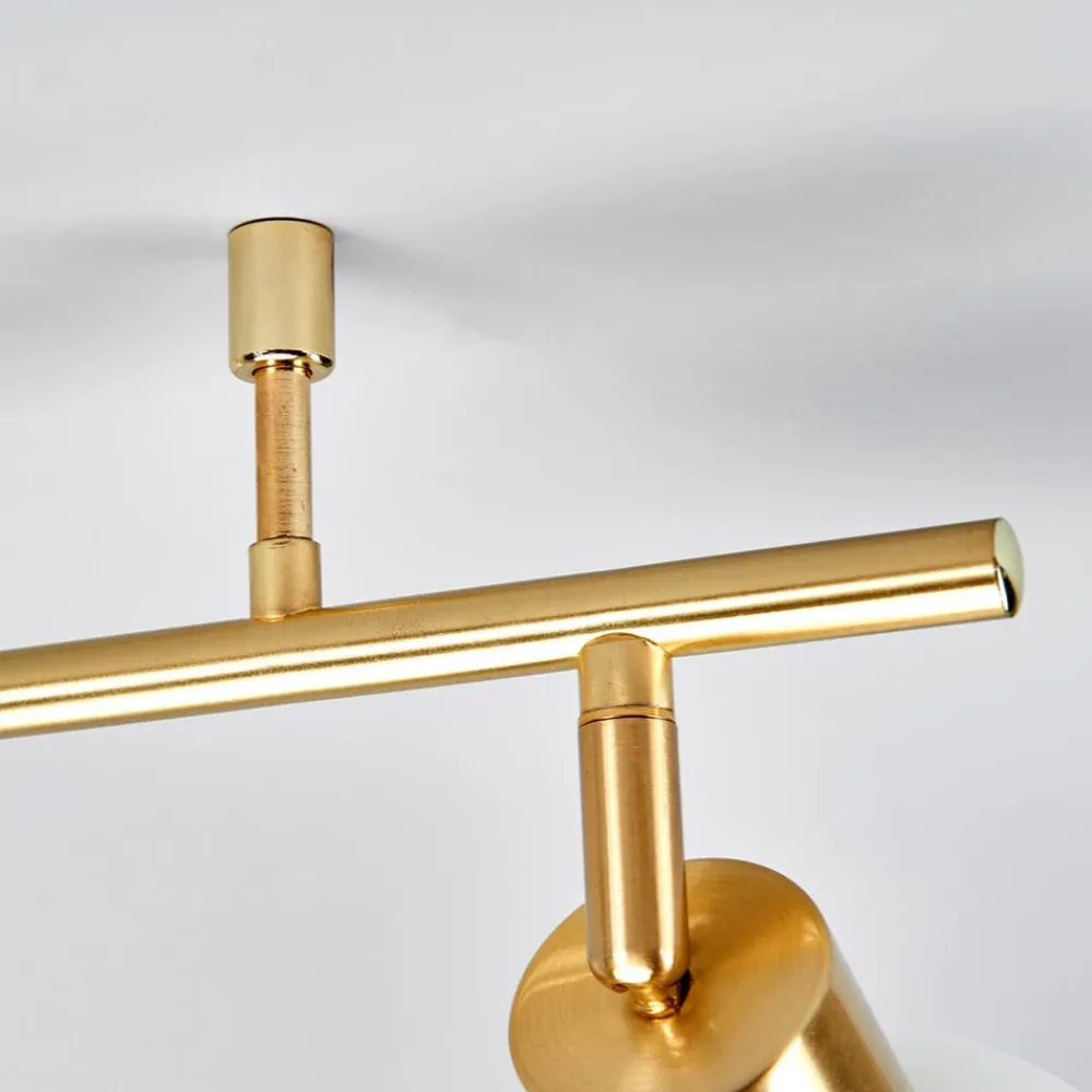 Lindby loftlampe Elaina, 180 cm, 6 lyskilder, messing, glas, E14