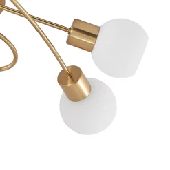 Lindby loftlampe Elaina, 66 cm, 5 lyskilder, messingfarvet, glas