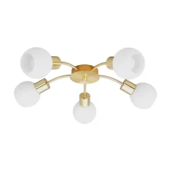 loftlampe Elaina, Ø54cm, 5 lyskilder, messing, glas, E14^Lindby New