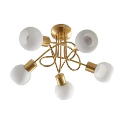 loftlampe Elaina, Ø50cm, 5 lyskilder, messing, glas, E14^Lindby Clearance