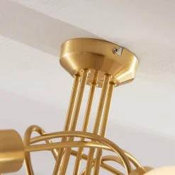 loftlampe Elaina, Ø50cm, 5 lyskilder, messing, glas, E14^Lindby Clearance