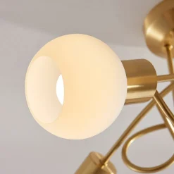 loftlampe Elaina, Ø50cm, 5 lyskilder, messing, glas, E14^Lindby Clearance