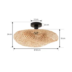 Lindby loftlampe Eleane, bambus, natur, Ø 50 cm