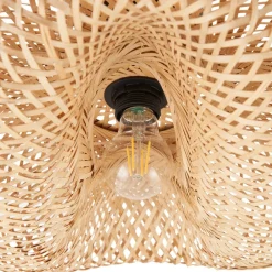Lindby loftlampe Eleane, bambus, natur, Ø 50 cm