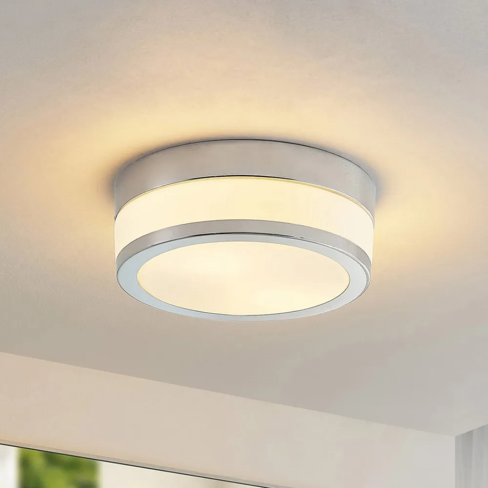 Lindby Gang|Loftlamper>loftlampe Flavi, Ø 23 cm, krom, glas, IP44, E27