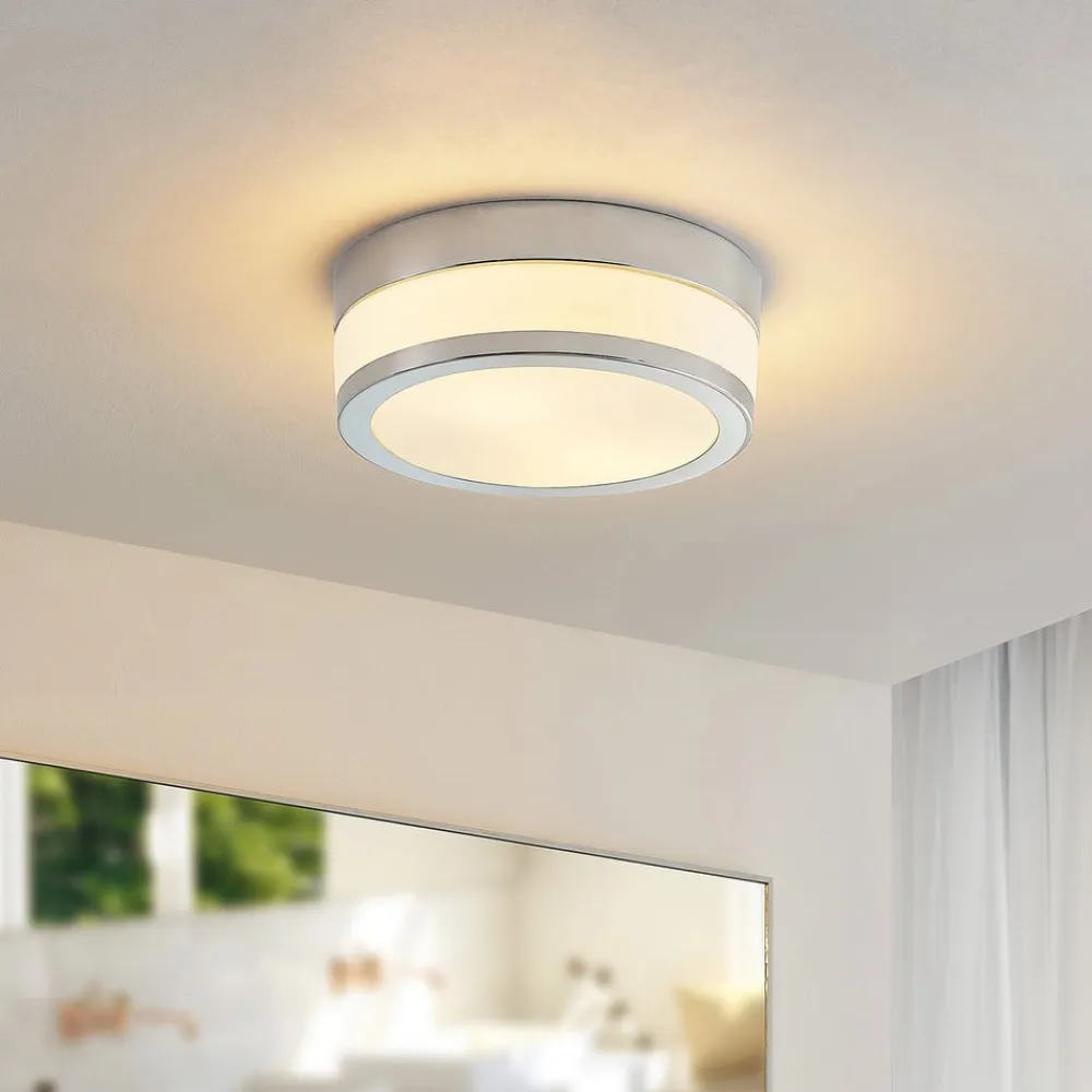 Lindby Gang|Loftlamper>loftlampe Flavi, Ø 23 cm, krom, glas, IP44, E27