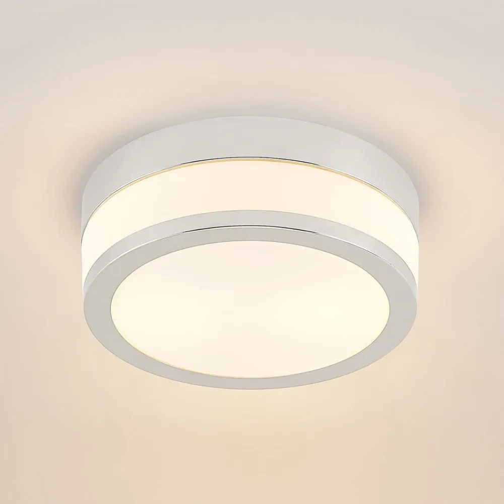 Lindby Gang|Loftlamper>loftlampe Flavi, Ø 23 cm, krom, glas, IP44, E27