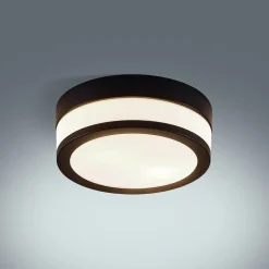 Lindby loftlampe Flavi, Ø 23 cm, sort, glas, IP44, E27