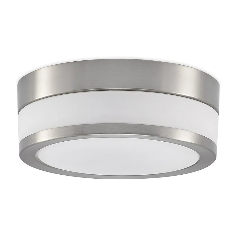 Lindby Loftlamper>Loftlampe Flavi, Ø 23 cm, nikkel, glas, IP44, E27
