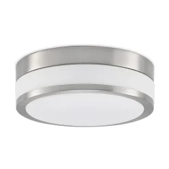 Loftlampe Flavi, Ø 28 cm, nikkel, glas, IP44, E27^Lindby New