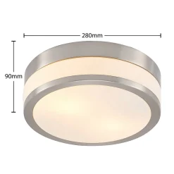 Loftlampe Flavi, Ø 28 cm, nikkel, glas, IP44, E27^Lindby New