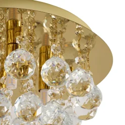 loftlampe Gillion, 4 lyskilder, guld, krystal, Ø 35cm^Lindby Sale