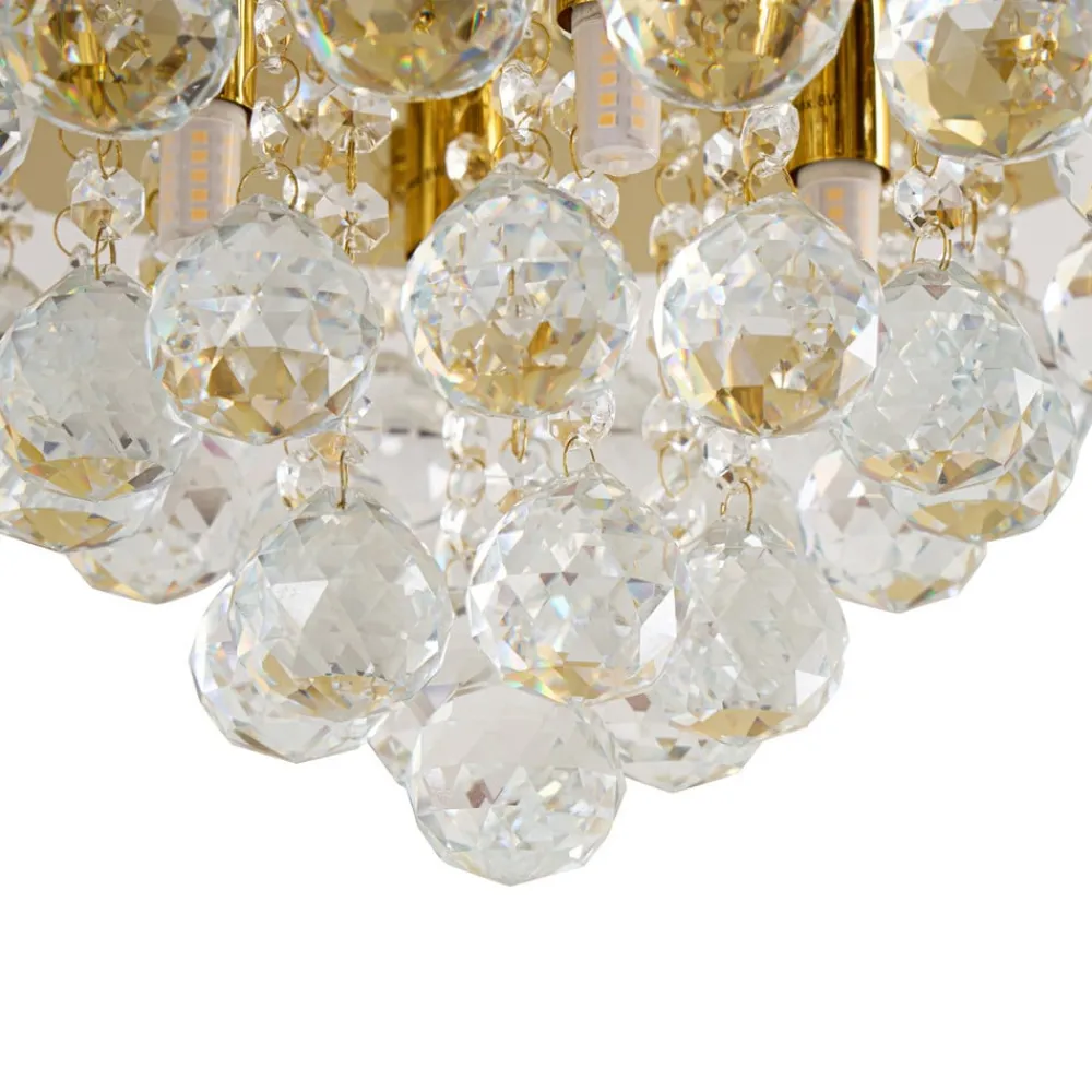 loftlampe Gillion, 4 lyskilder, guld, krystal, Ø 35cm^Lindby Sale