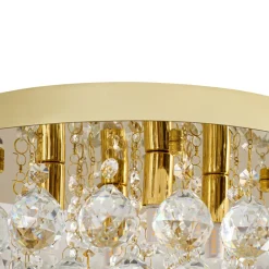 loftlampe Gillion, 4 lyskilder, guld, krystal, Ø 35cm^Lindby Sale