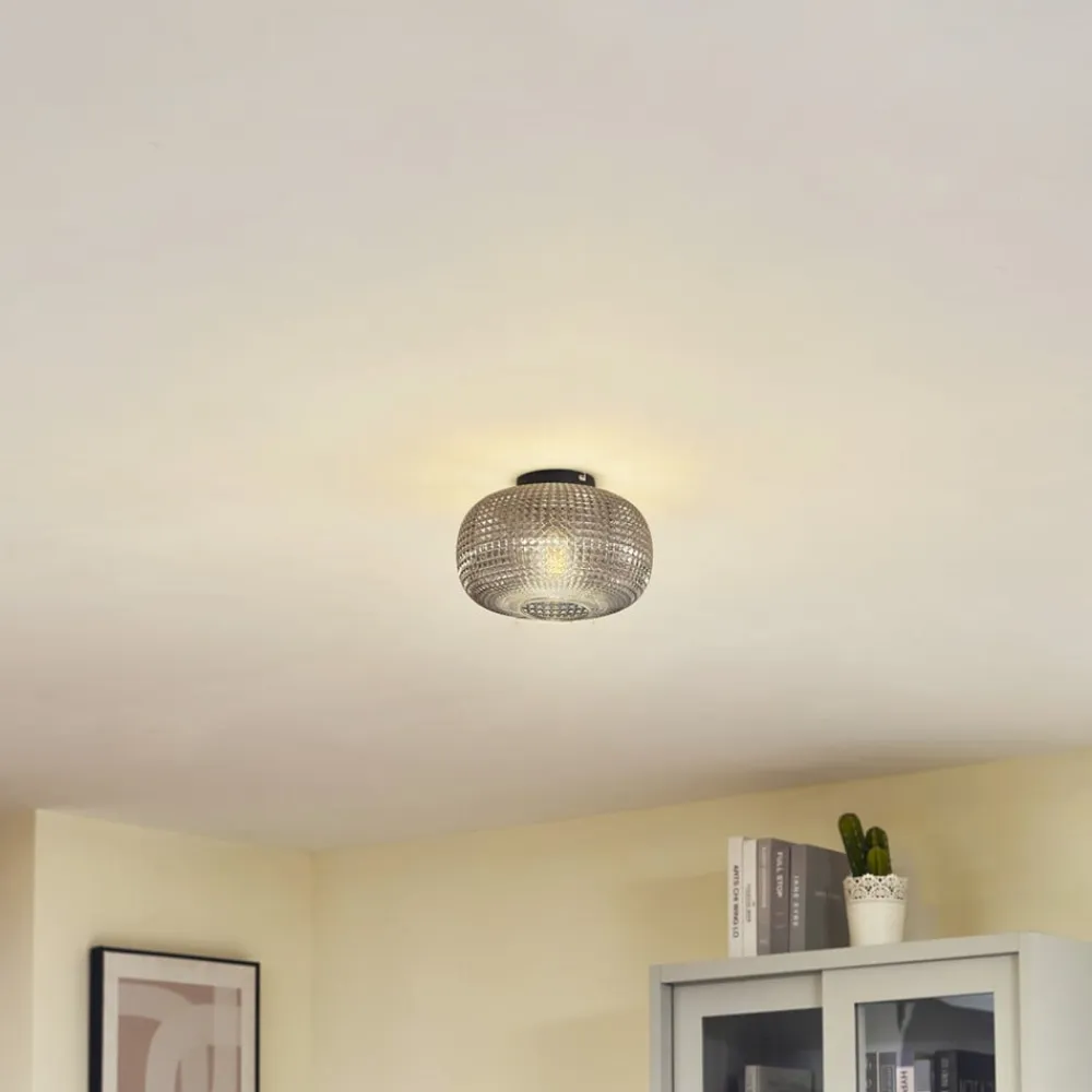 loftlampe Hildur, Ø 25 cm, røggrå, glas^Lindby Sale