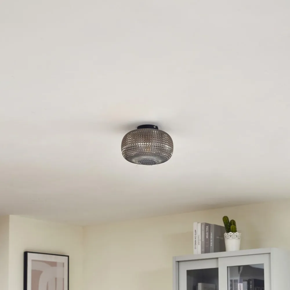 loftlampe Hildur, Ø 25 cm, røggrå, glas^Lindby Sale