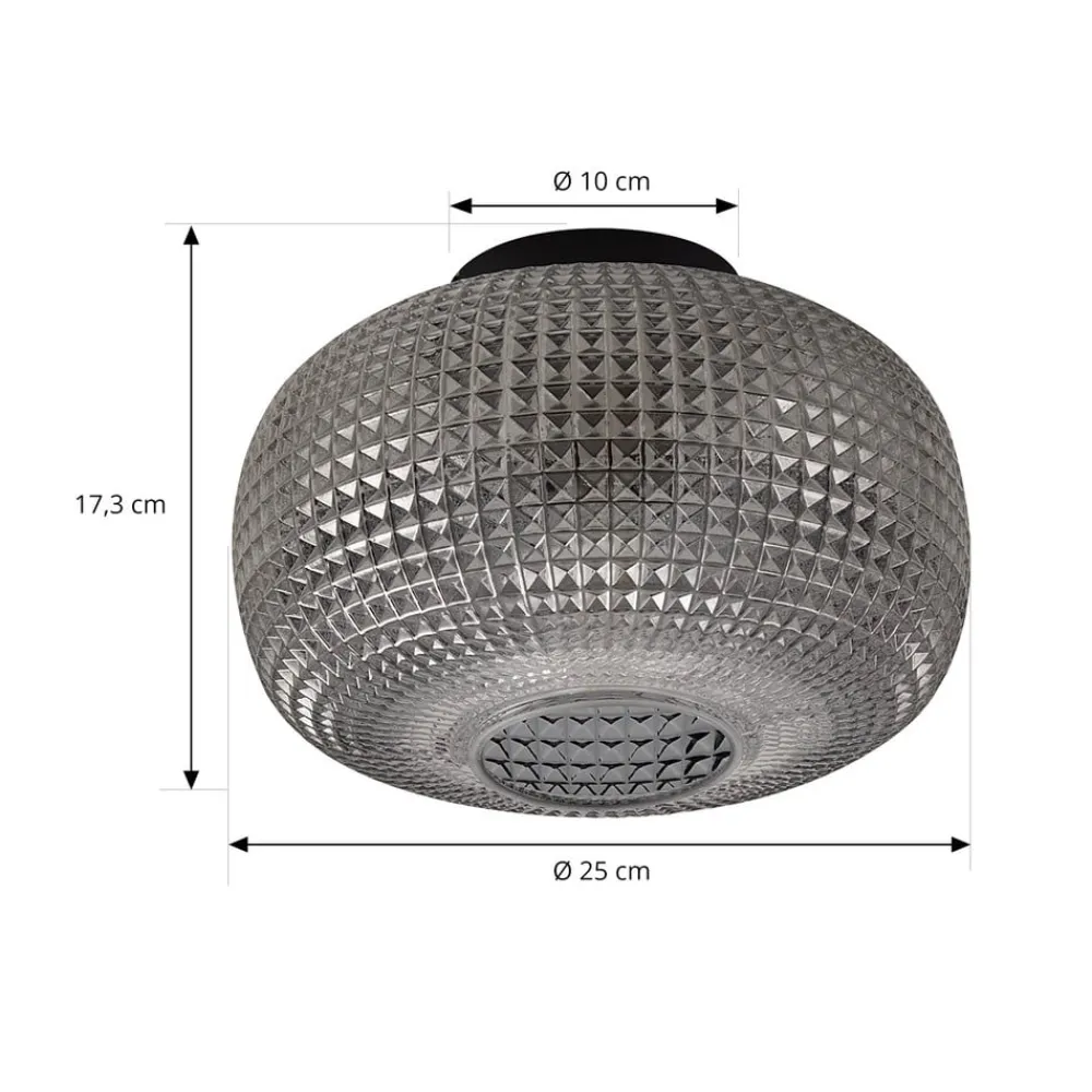 loftlampe Hildur, Ø 25 cm, røggrå, glas^Lindby Sale