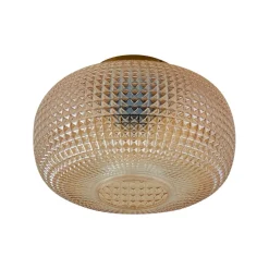 Lindby loftlampe Hildur, Ø 25 cm, ravfarvet, glas