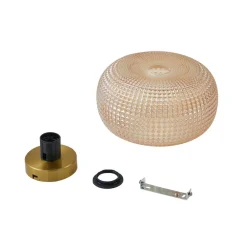 Lindby loftlampe Hildur, Ø 25 cm, ravfarvet, glas