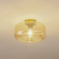 Lindby Loftlamper|Loftlamper>loftlampe Hildur, Ø 28,5 cm, ravfarvet, glas