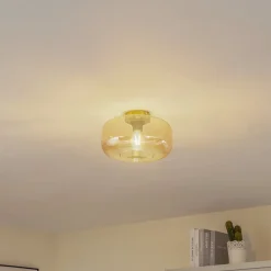 Lindby Loftlamper|Loftlamper>loftlampe Hildur, Ø 28,5 cm, ravfarvet, glas