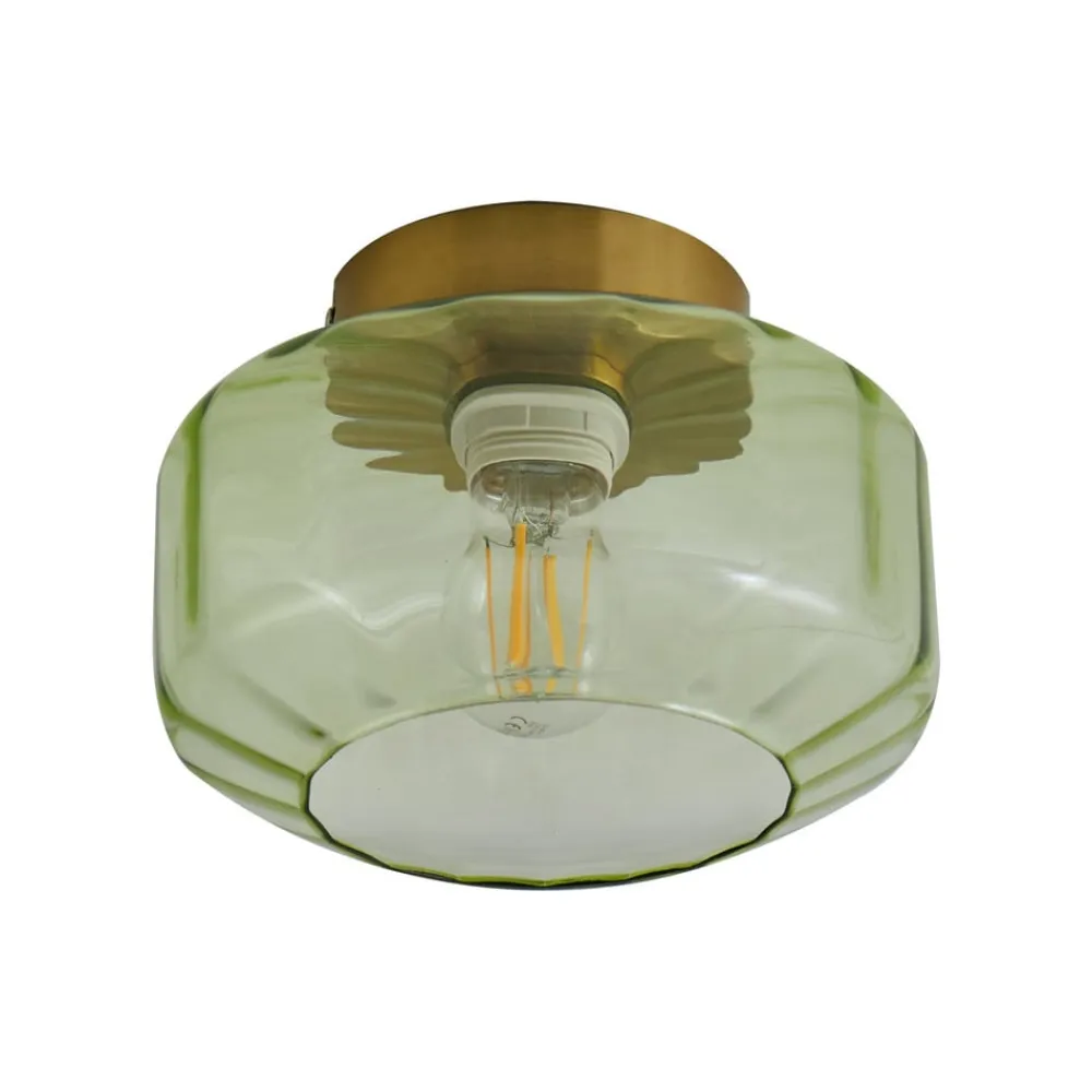 Lindby loftlampe Hildur, grøn, glas, Ø 22 cm