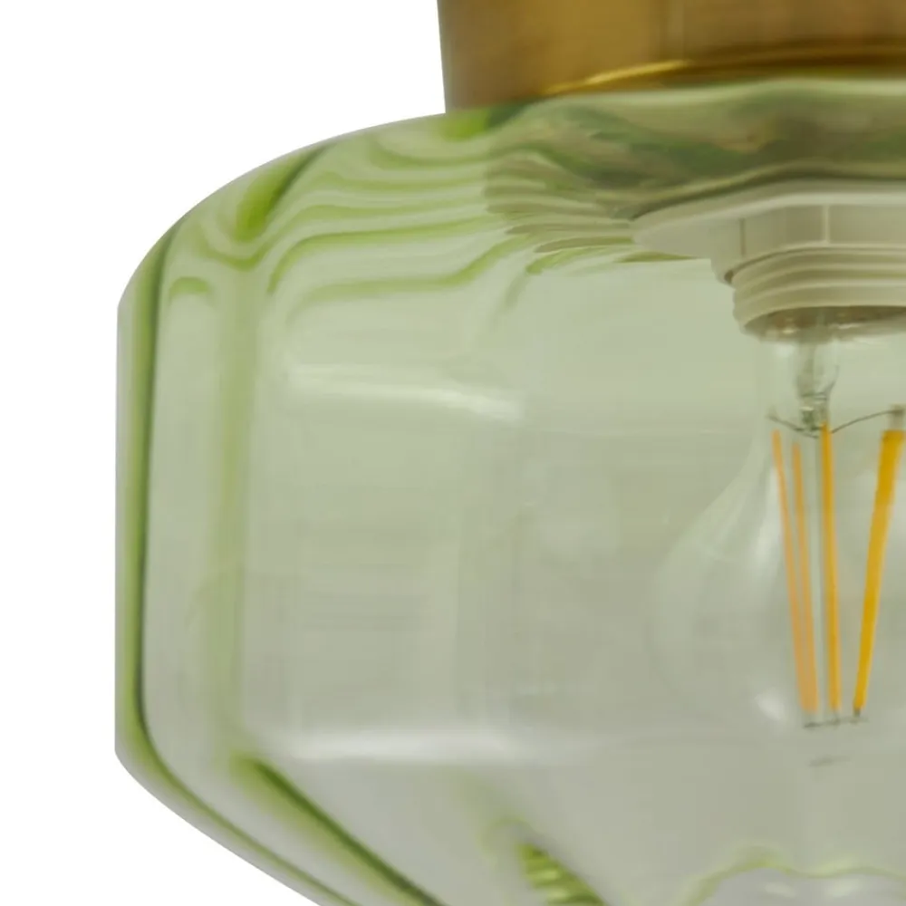 Lindby loftlampe Hildur, grøn, glas, Ø 22 cm