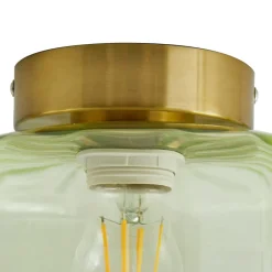 Lindby loftlampe Hildur, grøn, glas, Ø 22 cm