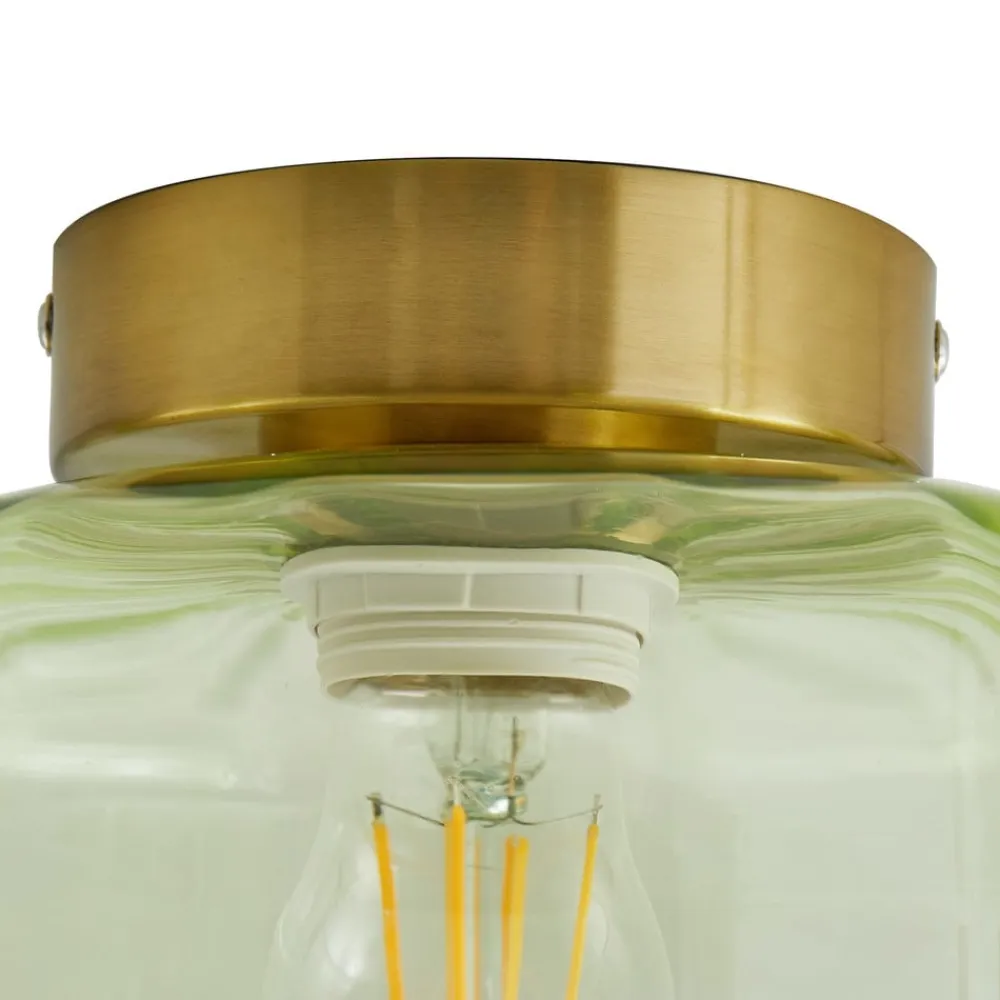 Lindby loftlampe Hildur, grøn, glas, Ø 22 cm