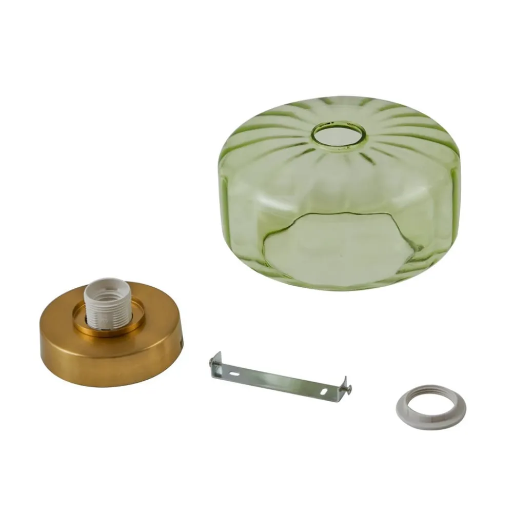 Lindby loftlampe Hildur, grøn, glas, Ø 22 cm