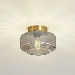 loftlampe Hildur, røggrå, glas, Ø 22 cm^Lindby Online