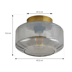 loftlampe Hildur, røggrå, glas, Ø 22 cm^Lindby Online