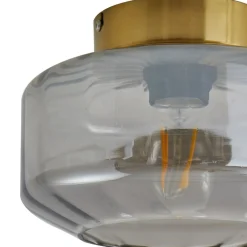 loftlampe Hildur, røggrå, glas, Ø 22 cm^Lindby Online