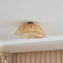 Lindby loftlampe Ilajus, Ø 62 cm, naturlig bambus